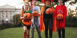 Cute little kids in halloween costumes