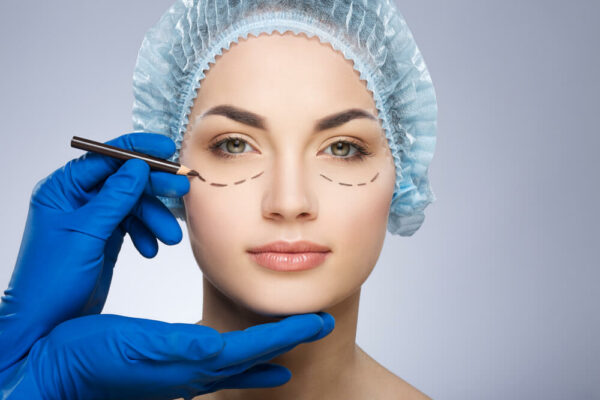 Woman preparing for eye lid surgery